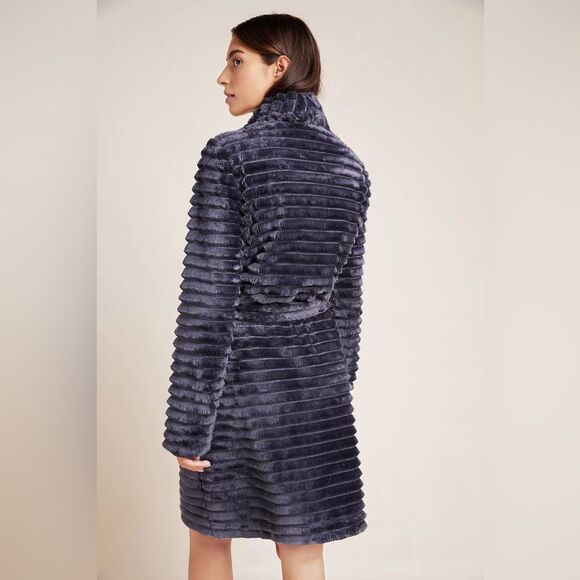 Anthropologise Mariposa Robe Oversized XS-S Plush Charcoal Grey Luxurious Lounge - Picture 3 of 11